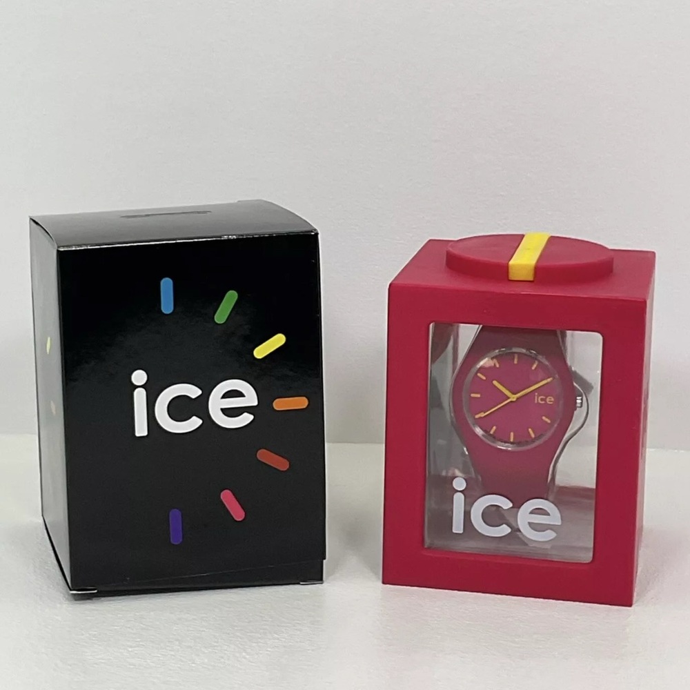 Ice Watch Slim Line Hot Pink And Yellow Accents New